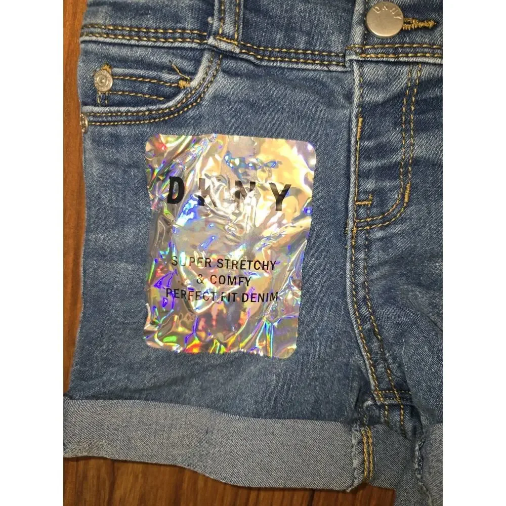 DKNY Girls' Shorts Sz 5 Denim Jeans Super Stretch Hipster Adjustable Waist